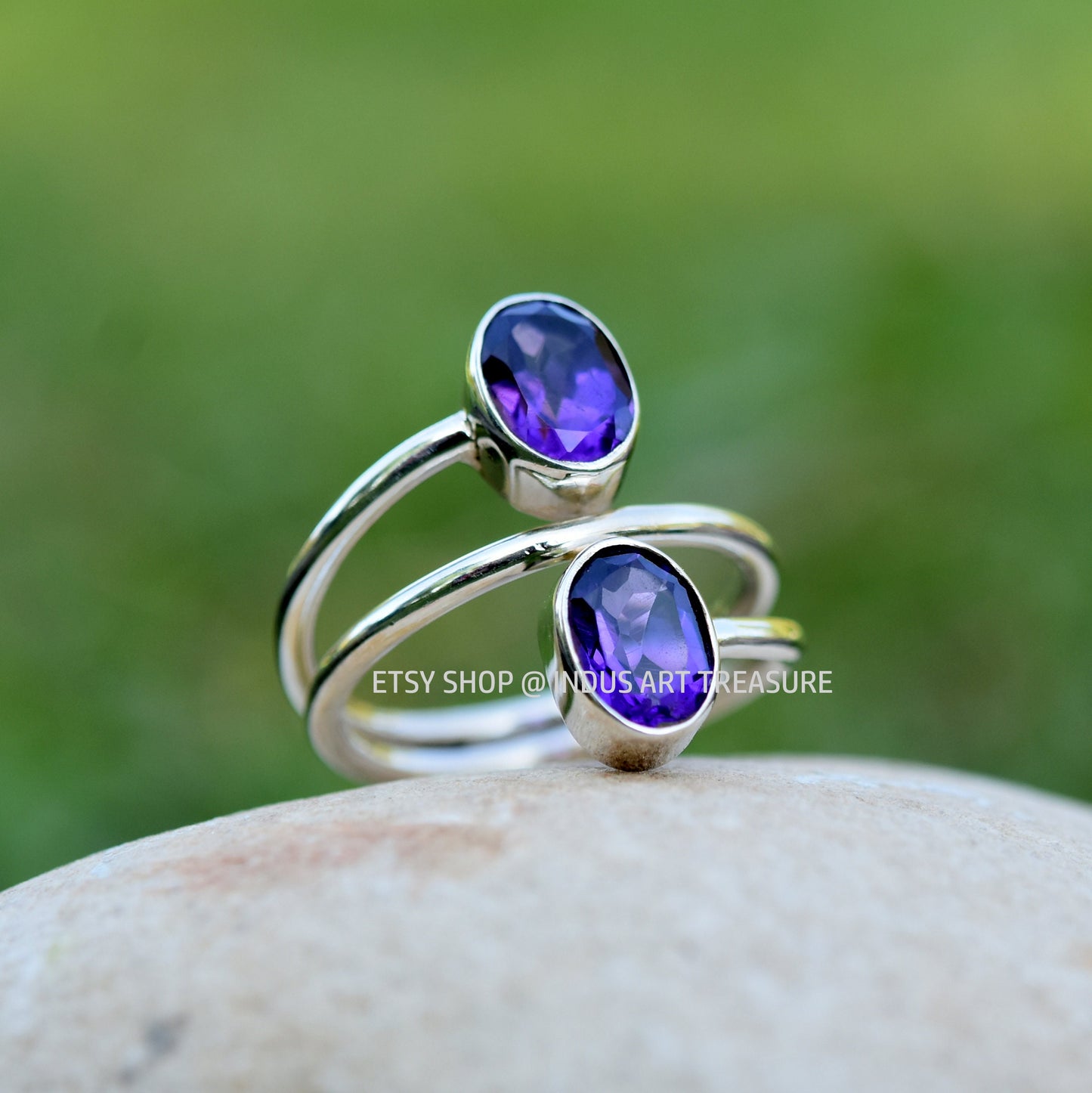 Purple Amethyst Coil Ring
