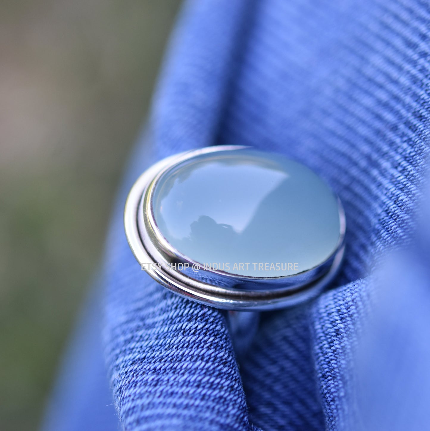 Aqua Chalcedony Ring