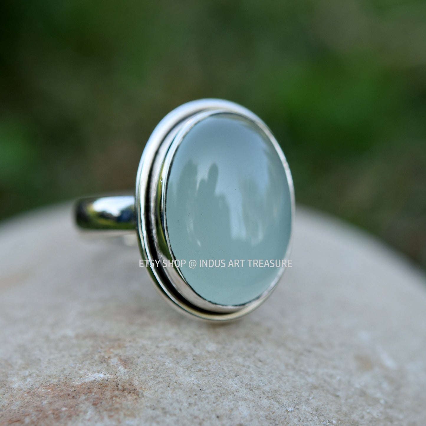 Aqua Chalcedony Ring