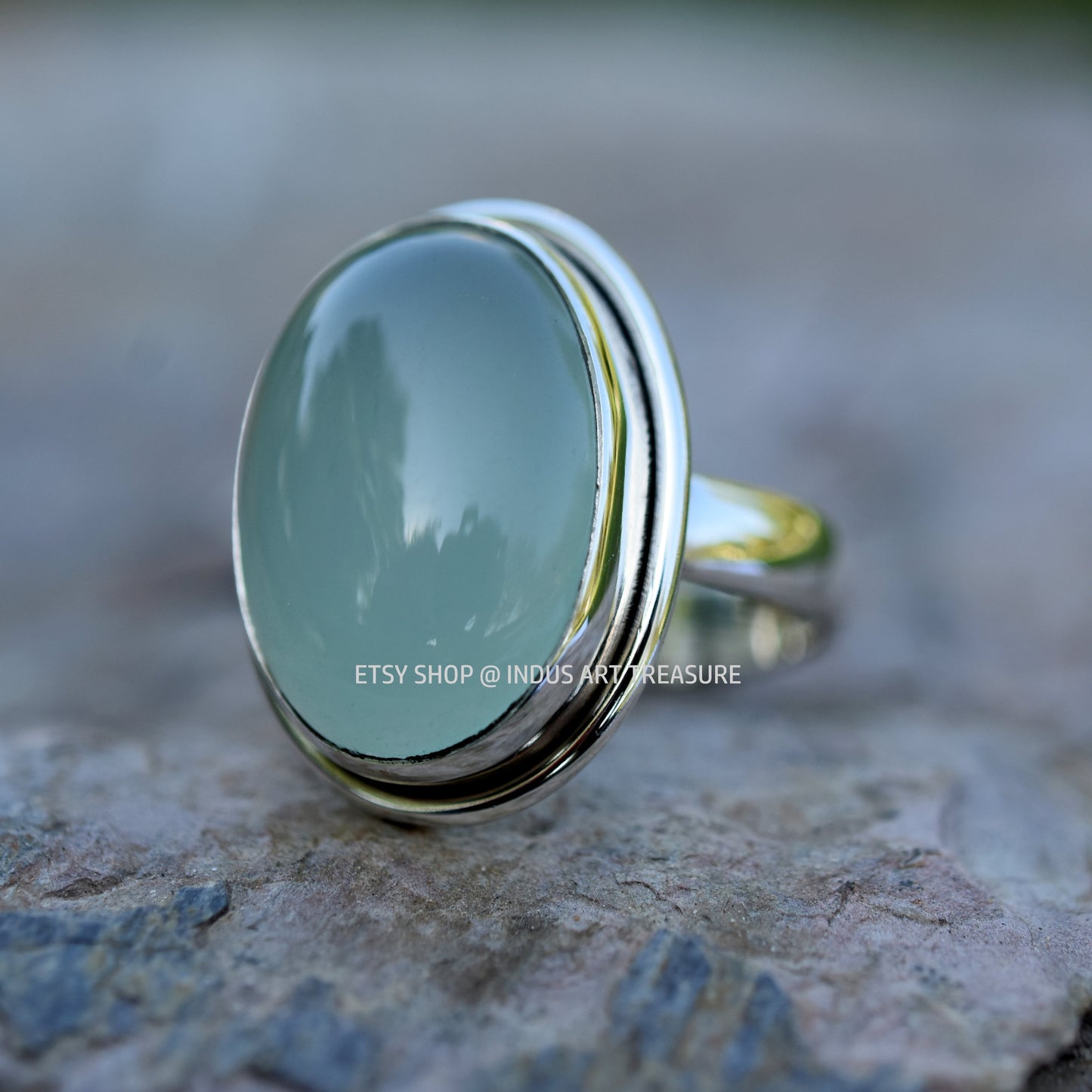 Aqua Chalcedony Ring