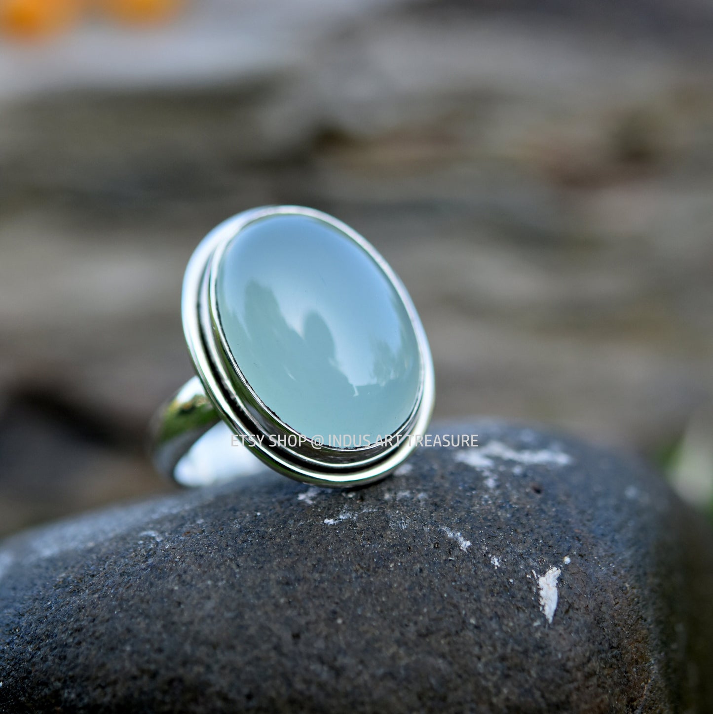 Aqua Chalcedony Ring