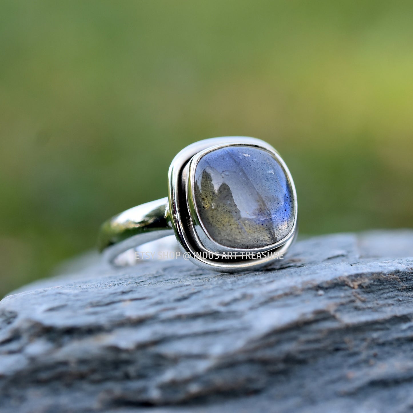 Blue Labradorite Square Cab Ring