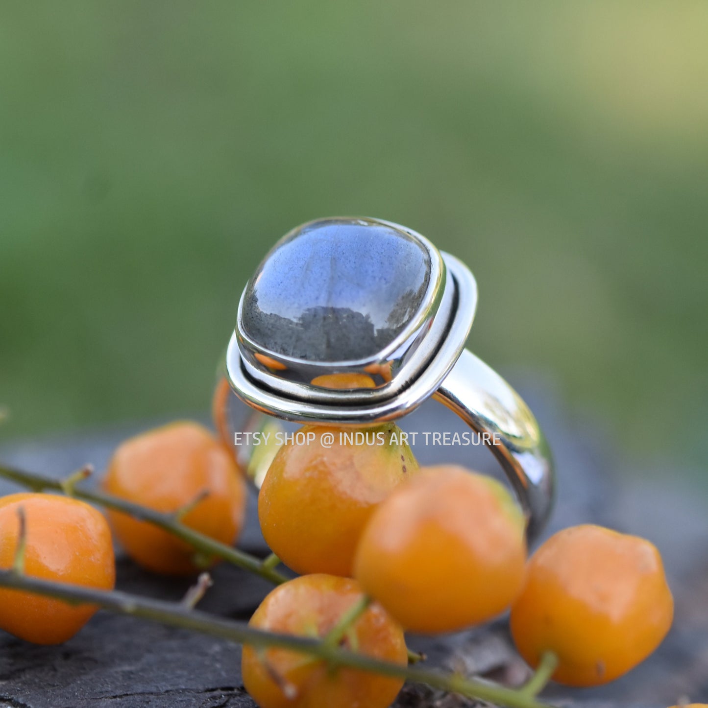 Blue Labradorite Square Cab Ring