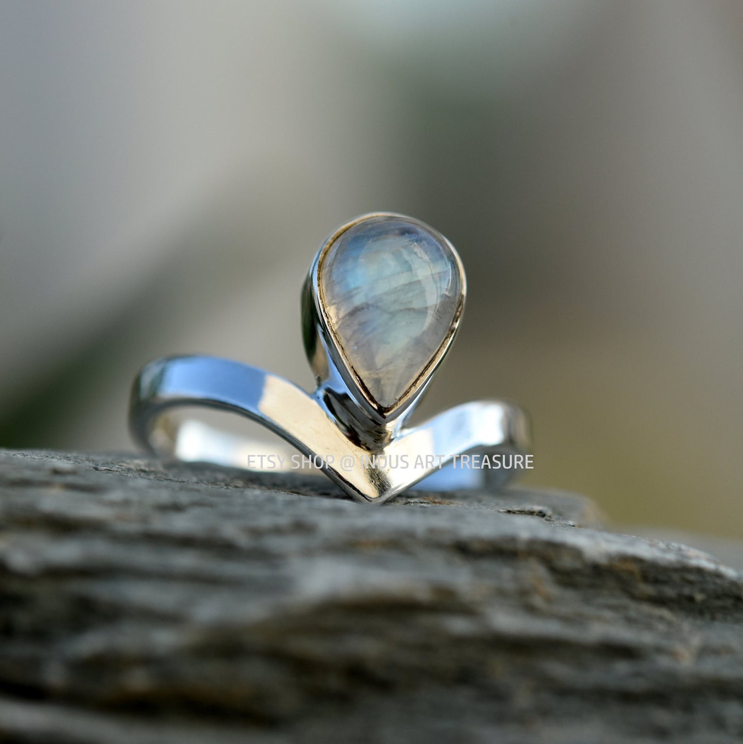 Rainbow Moonstone Crown Ring