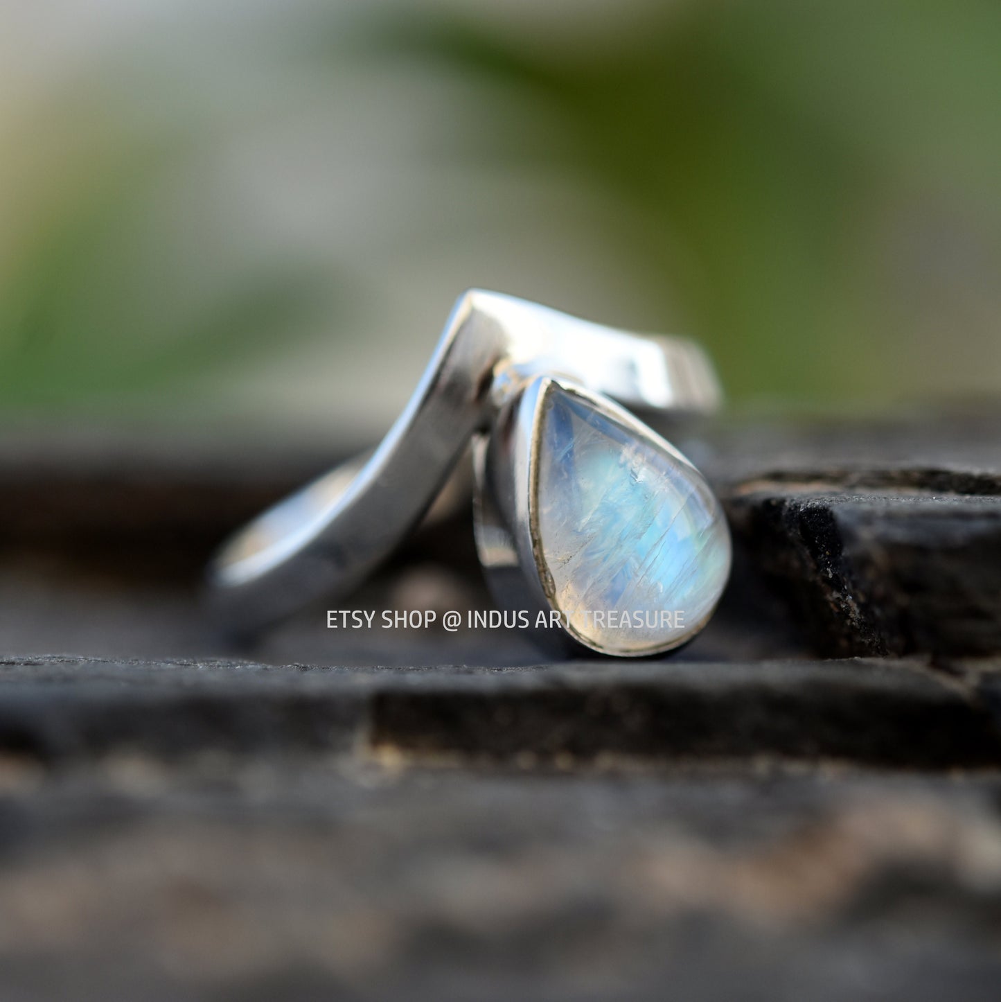 Rainbow Moonstone Crown Ring