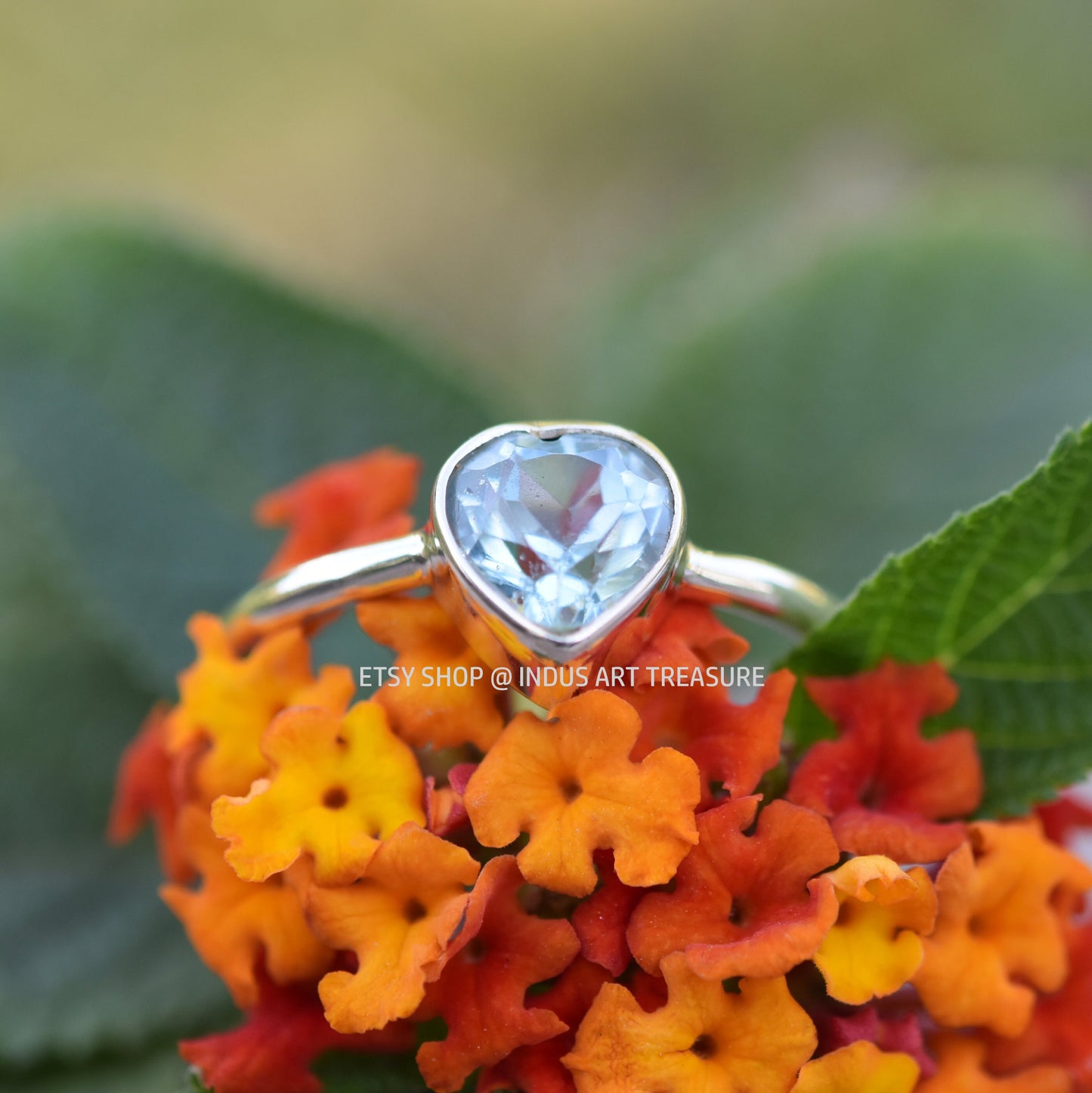 Blue Topaz Heart Ring