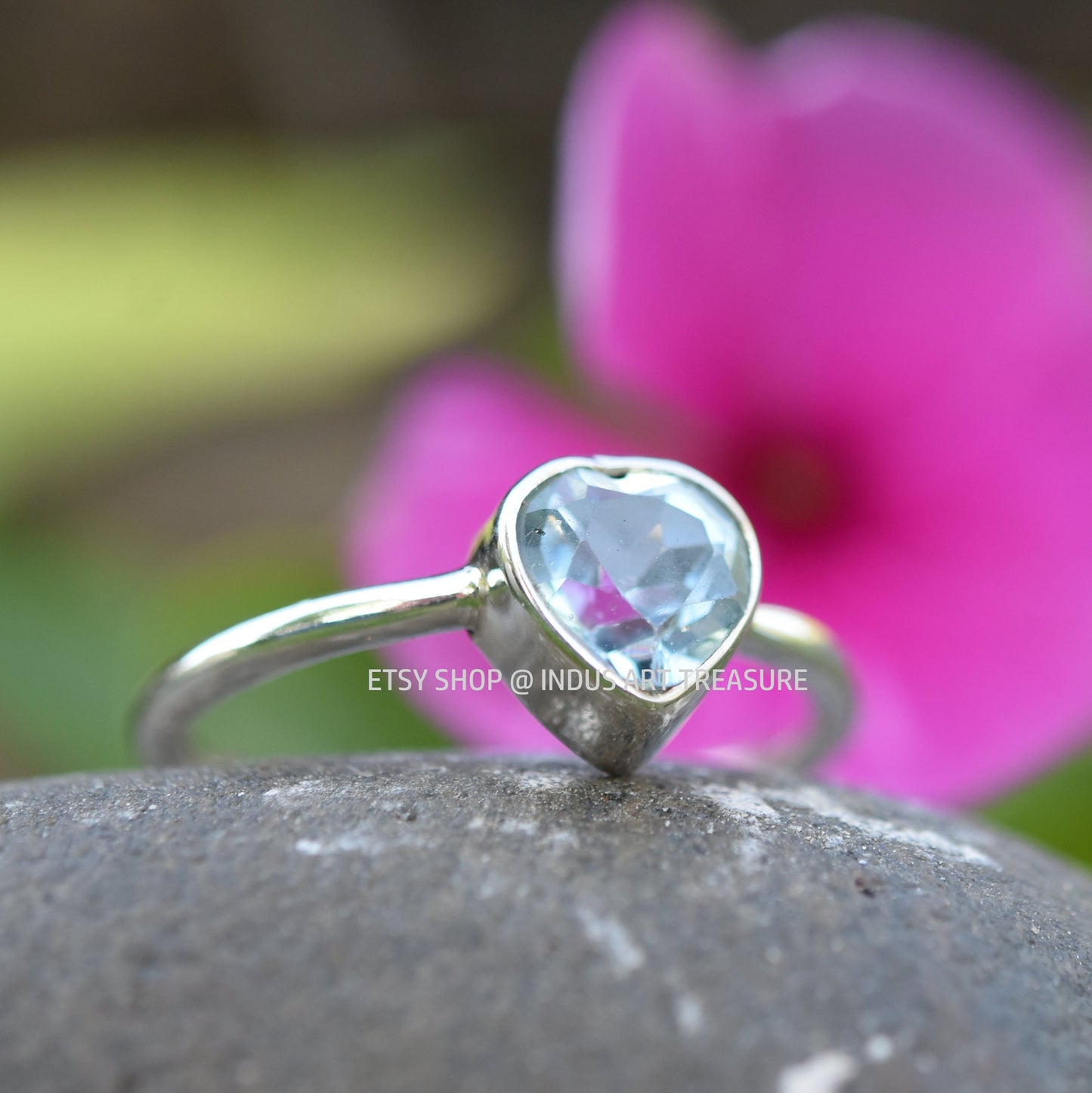 Blue Topaz Heart Ring