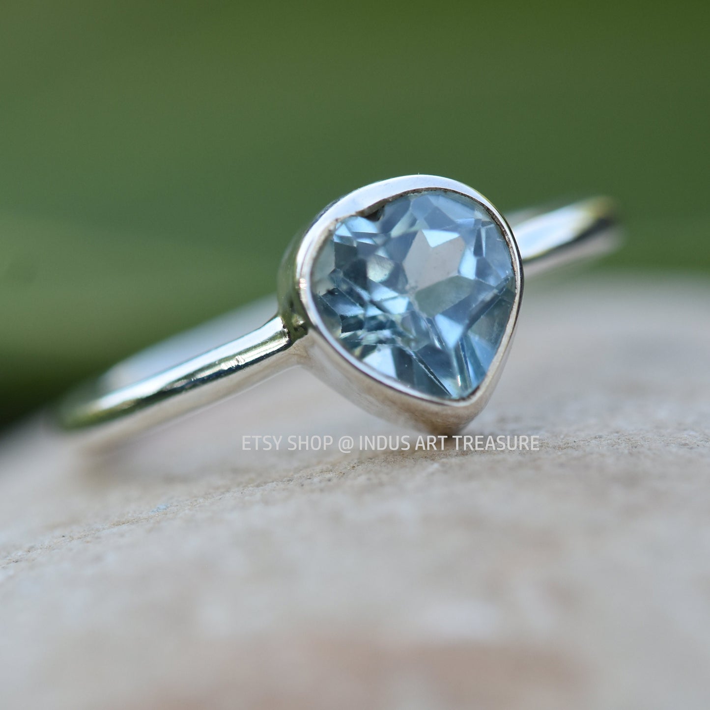 Blue Topaz Heart Ring