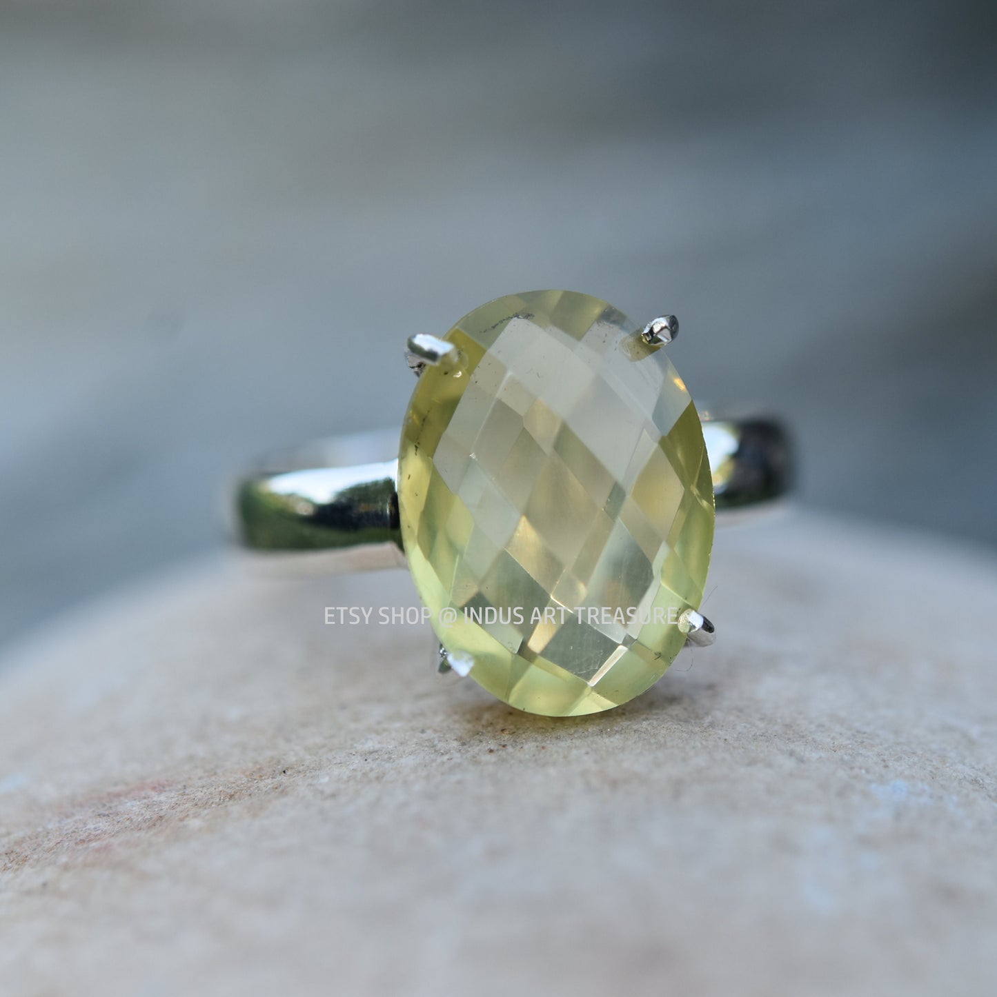 Lemon Quartz Prong Setting Ring