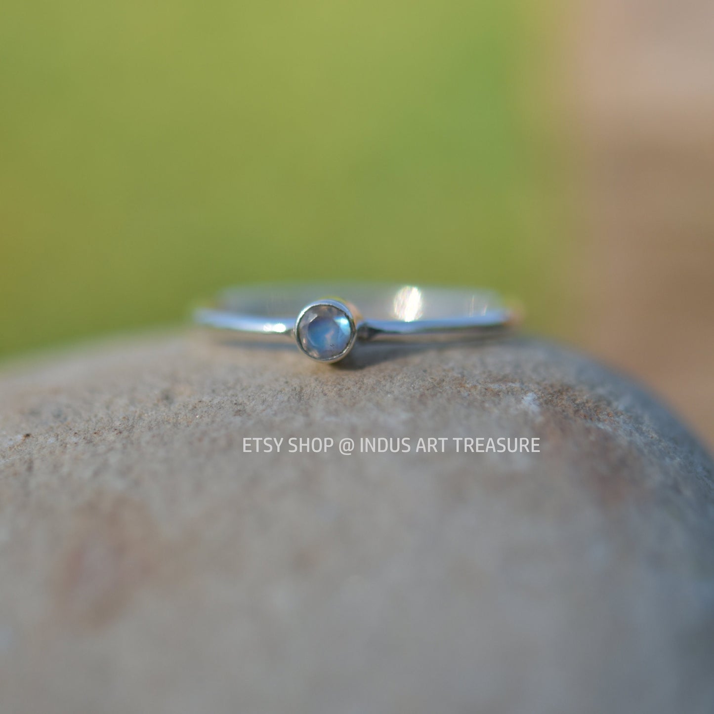 Aqua Chalcedony Dainty Ring