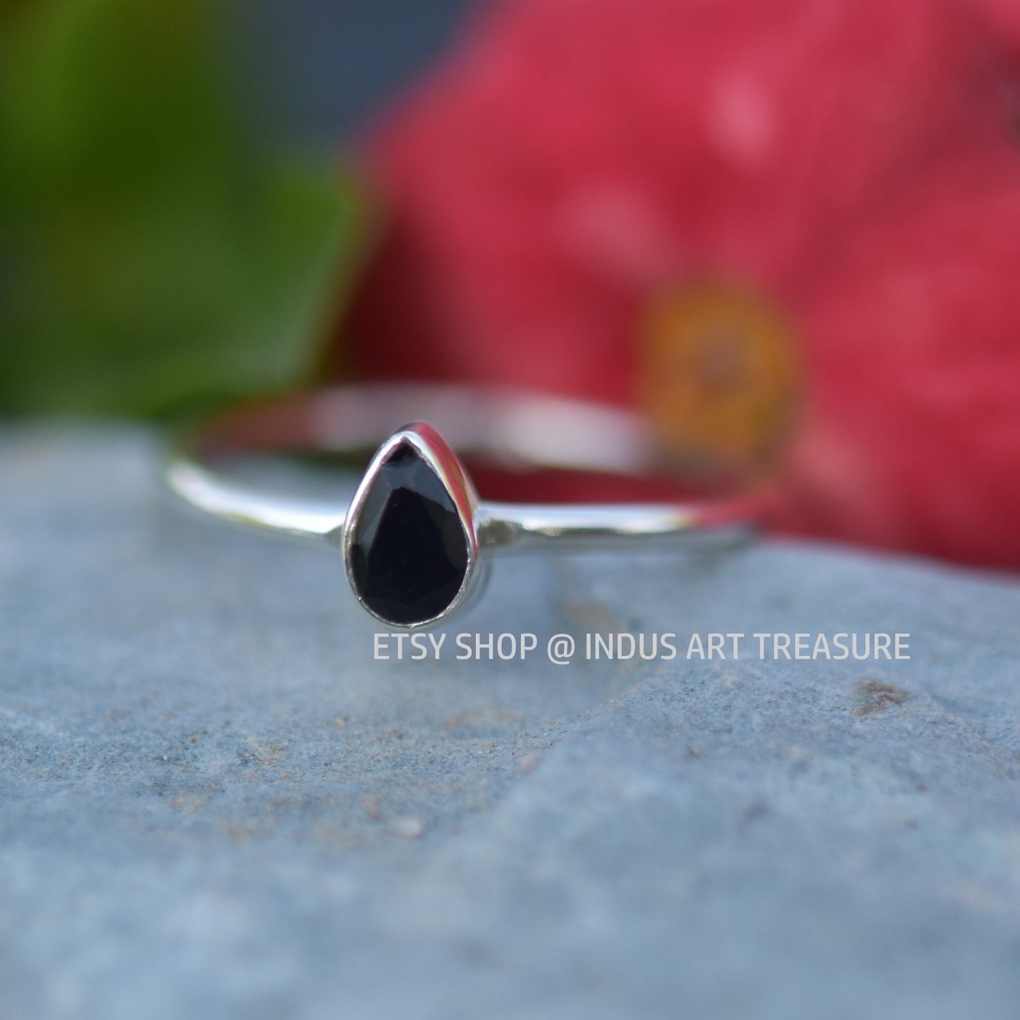 Black Onyx Dainty Ring