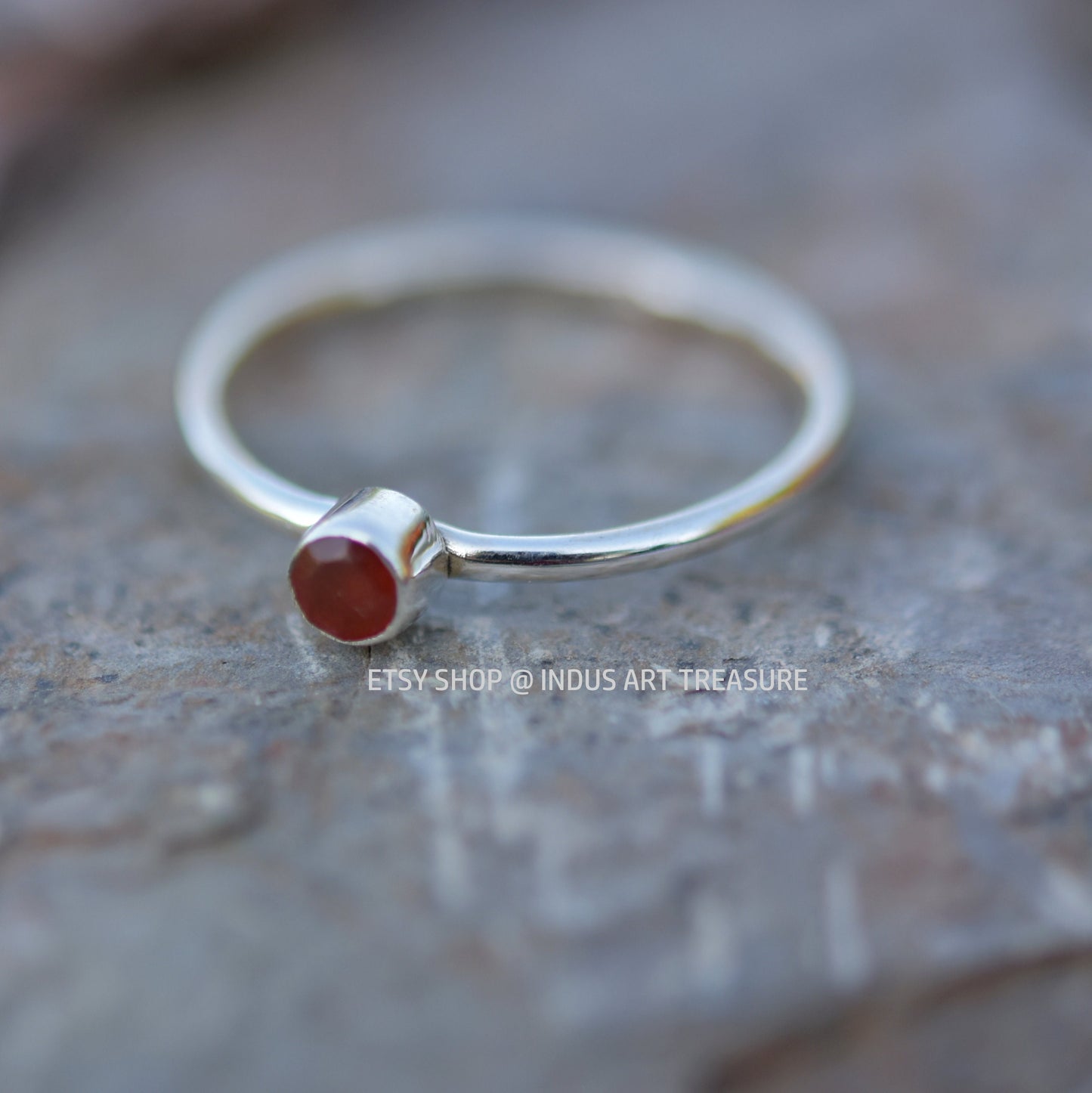 Red Garnet Dainty Ring