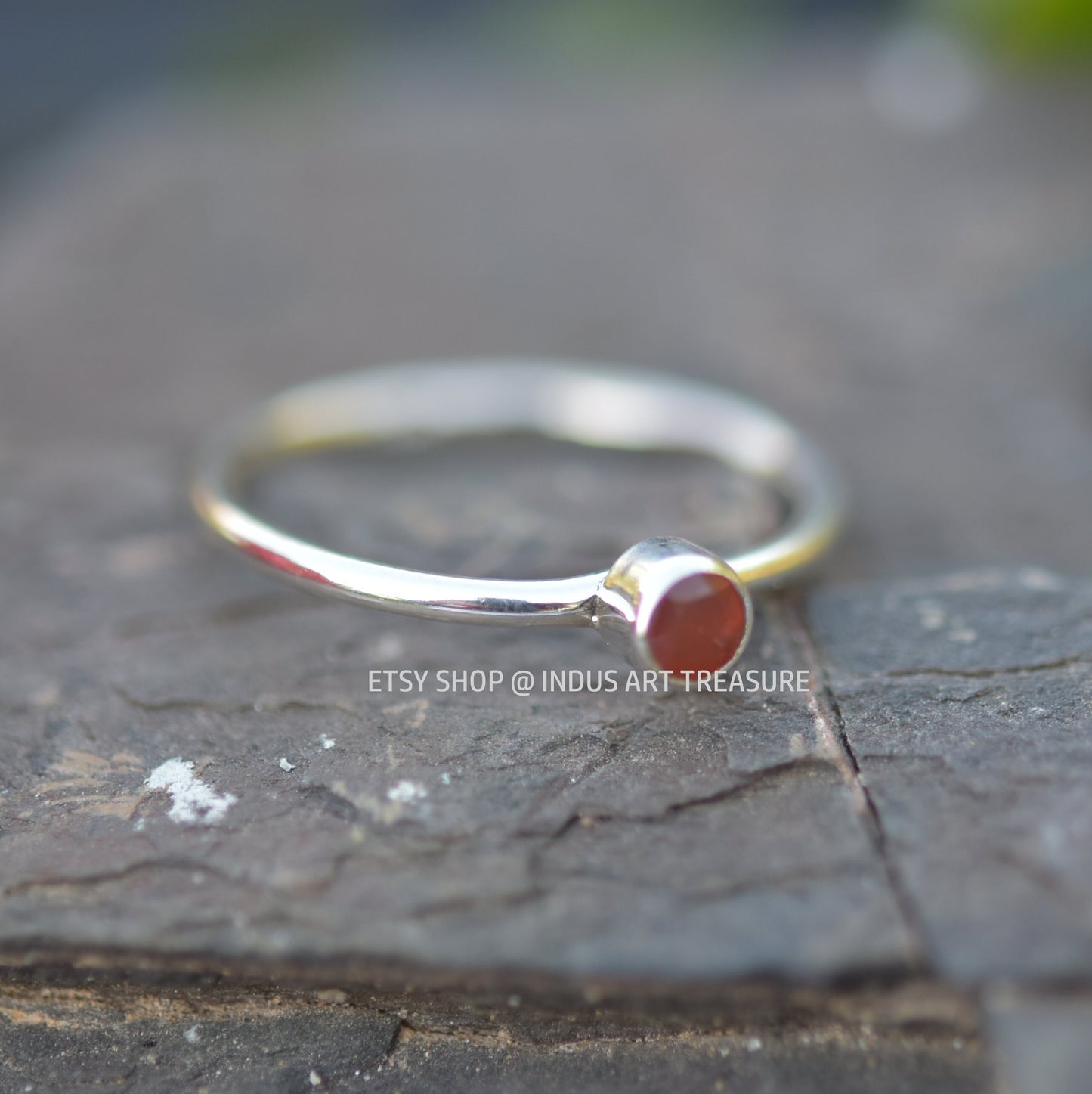Red Garnet Dainty Ring