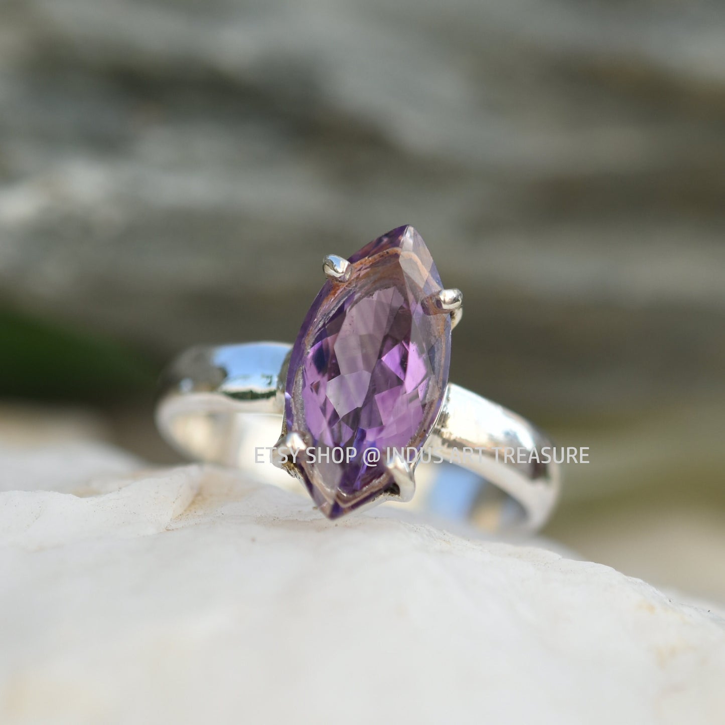 Purple Amethyst Prong Setting Ring