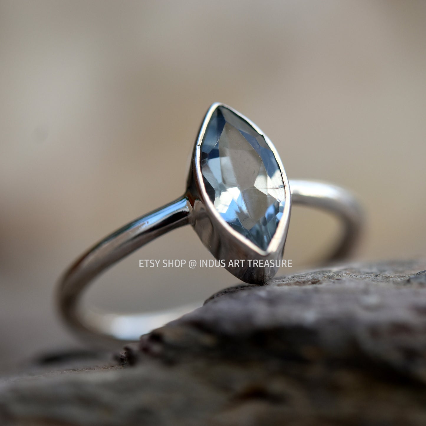 Blue Topaz Marquise Ring