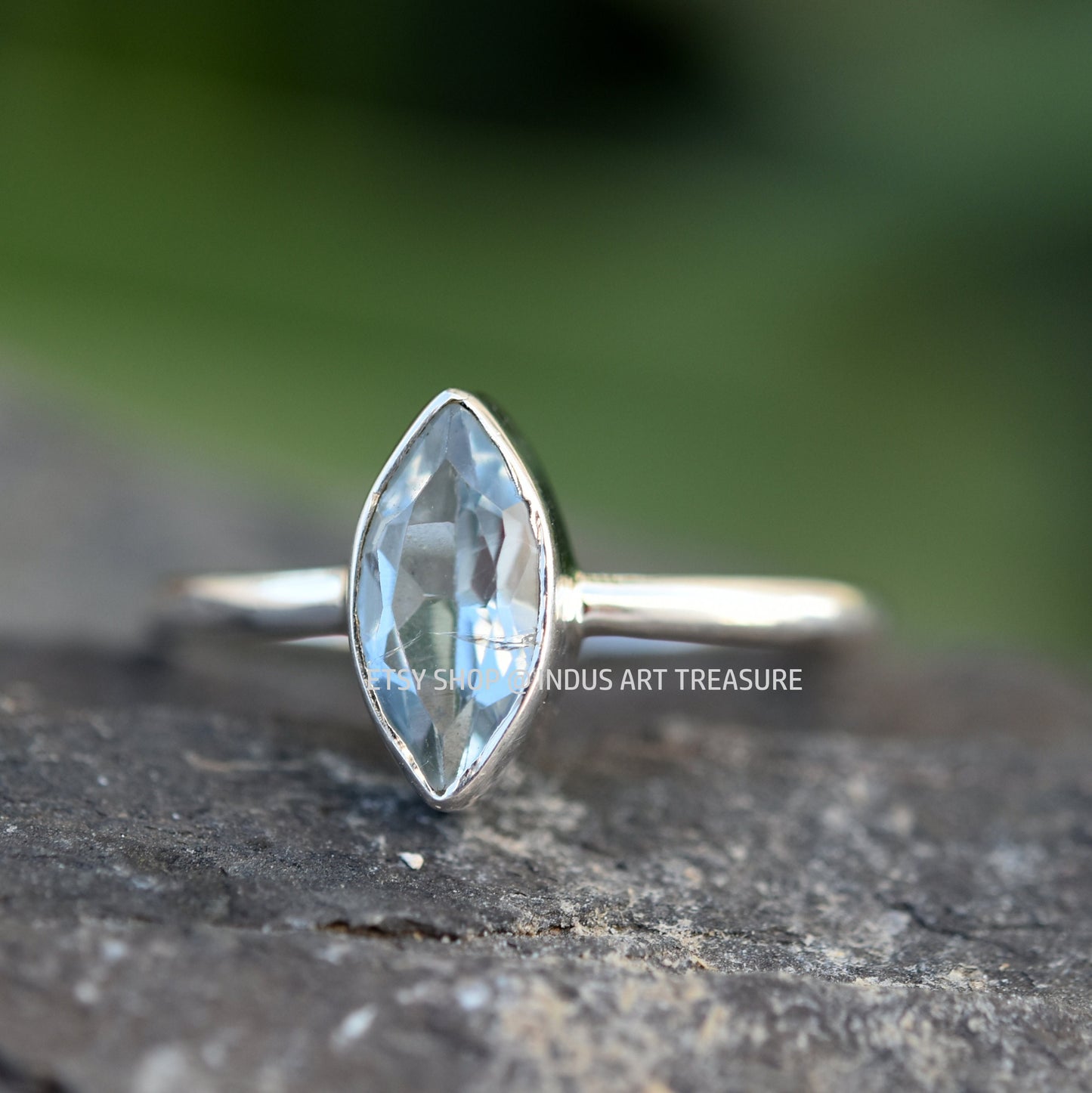 Blue Topaz Marquise Ring