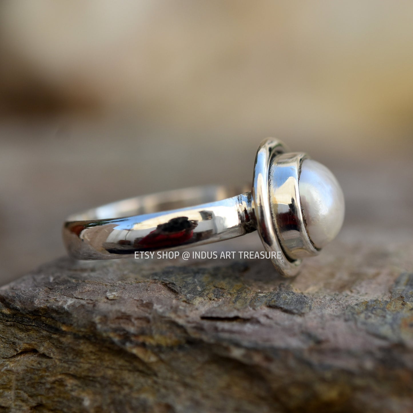 White Pearl Boho Ring