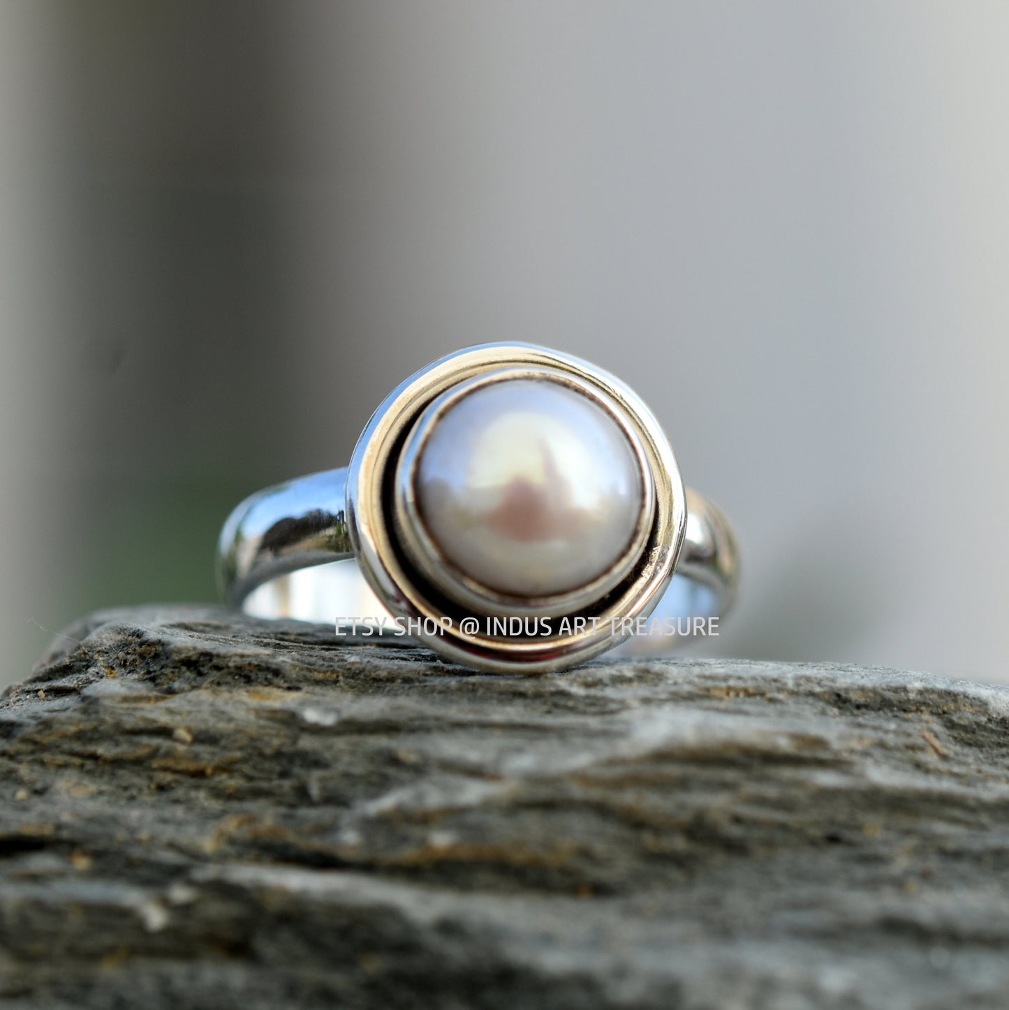 White Pearl Boho Ring