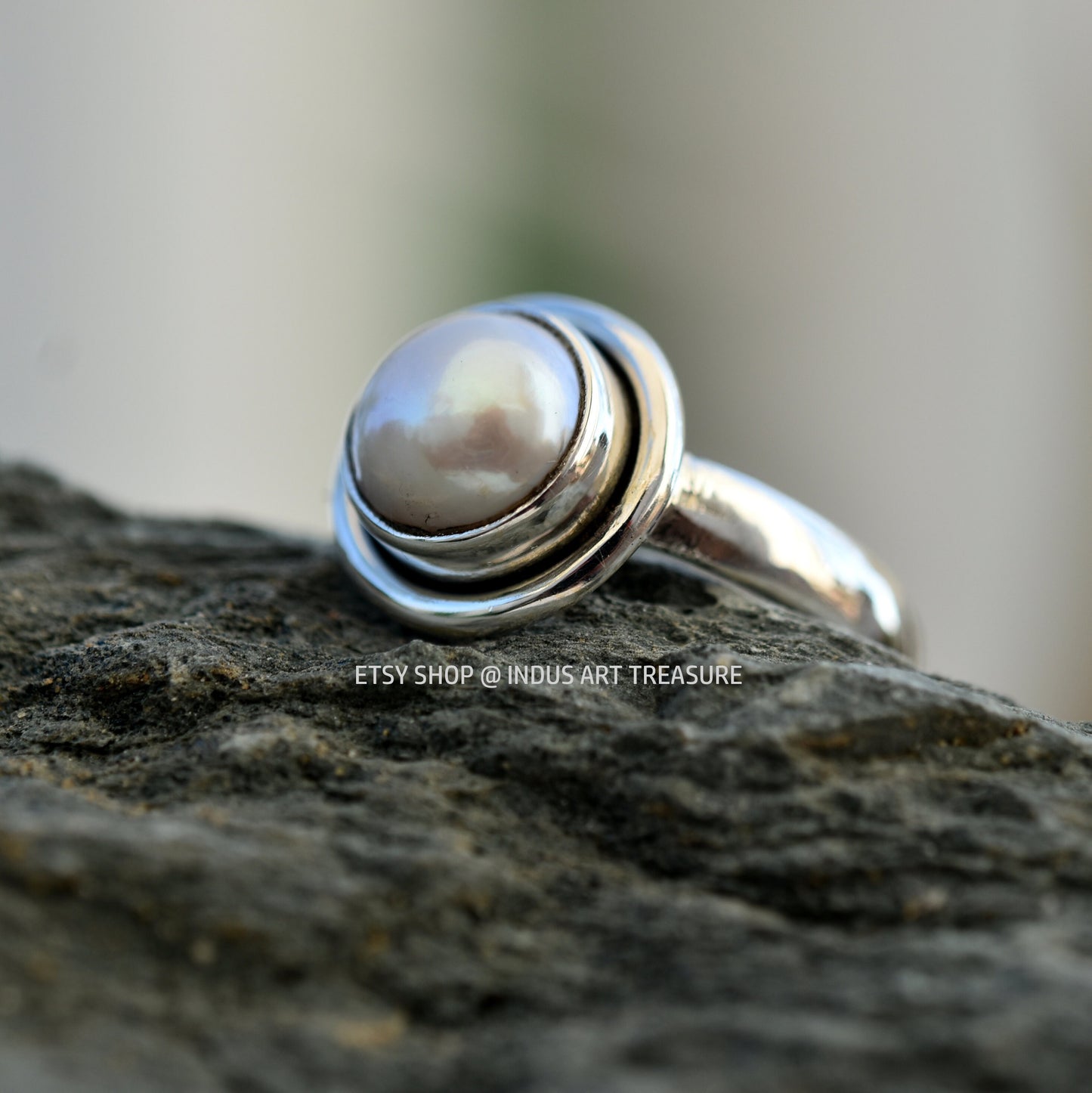 White Pearl Boho Ring