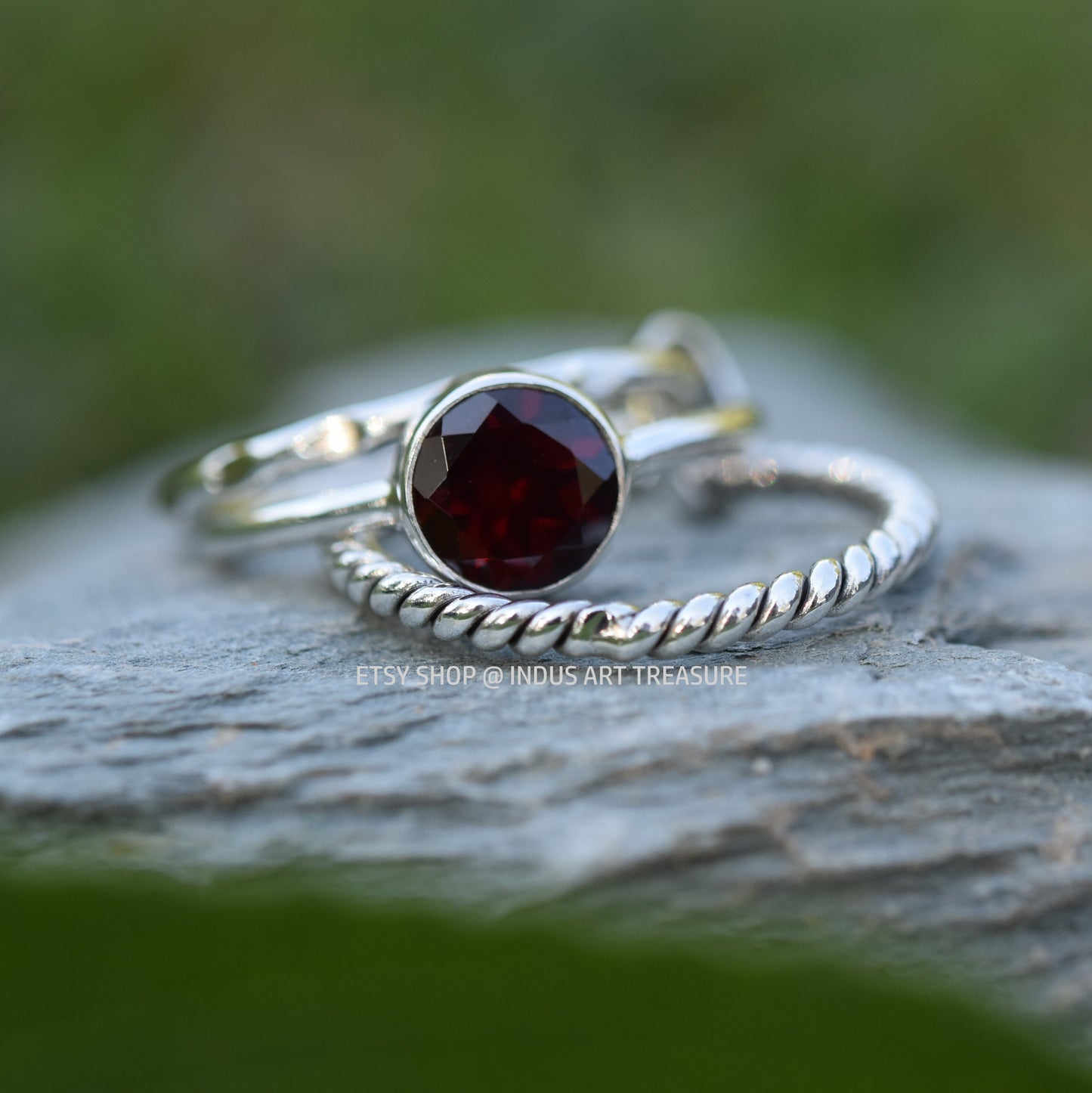 Red Garnet Stacking Ring