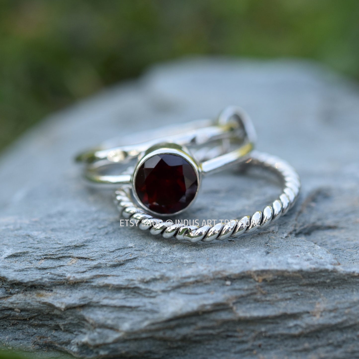 Red Garnet Stacking Ring
