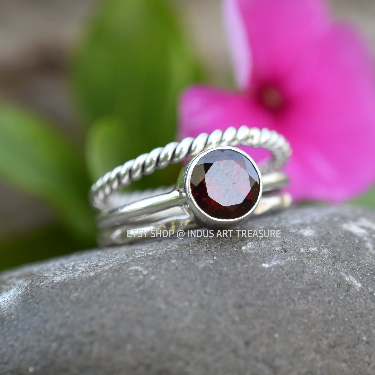 Red Garnet Stacking Ring