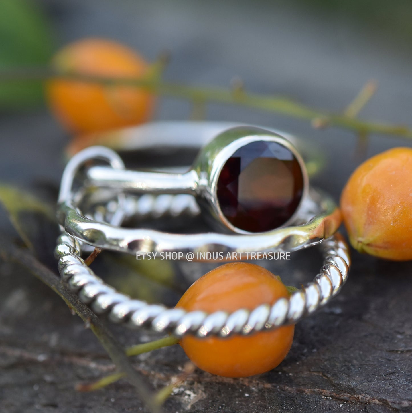 Red Garnet Stacking Ring