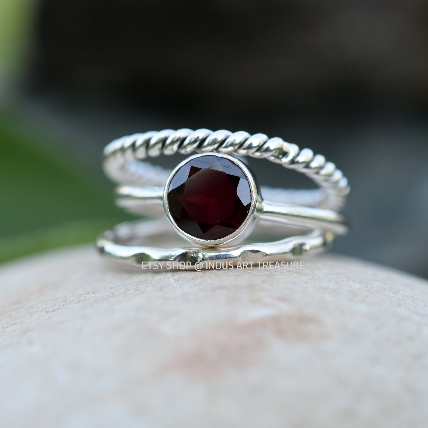 Red Garnet Stacking Ring