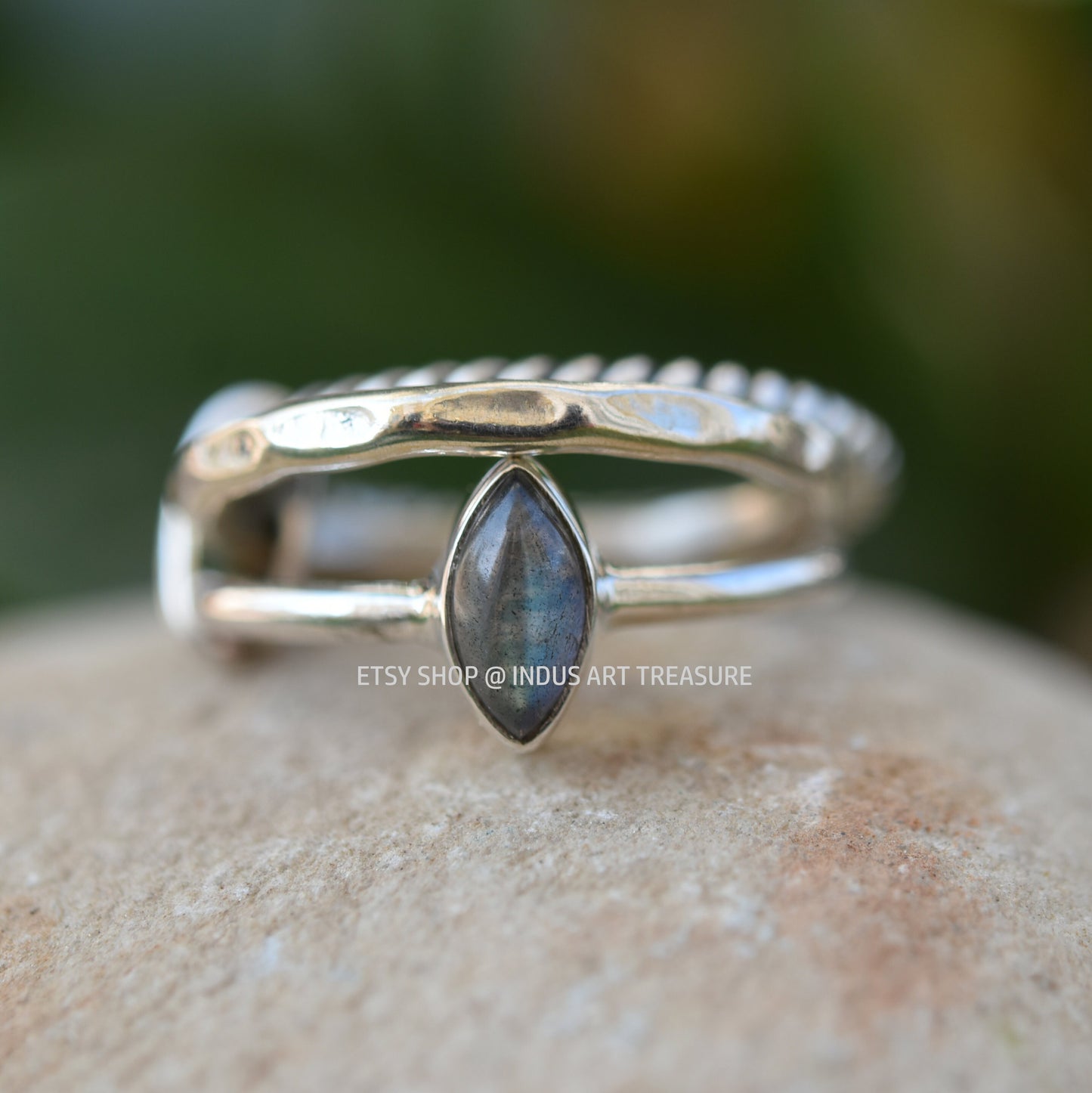 Blue Labradorite Stacking Ring Set