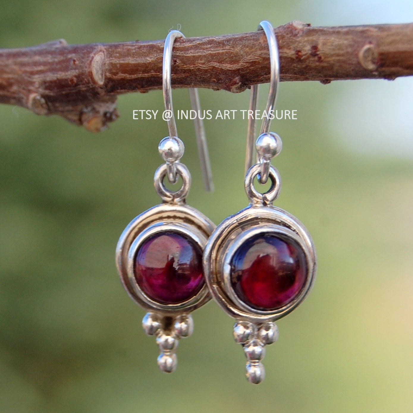 Garnet Boho Drop Earrings