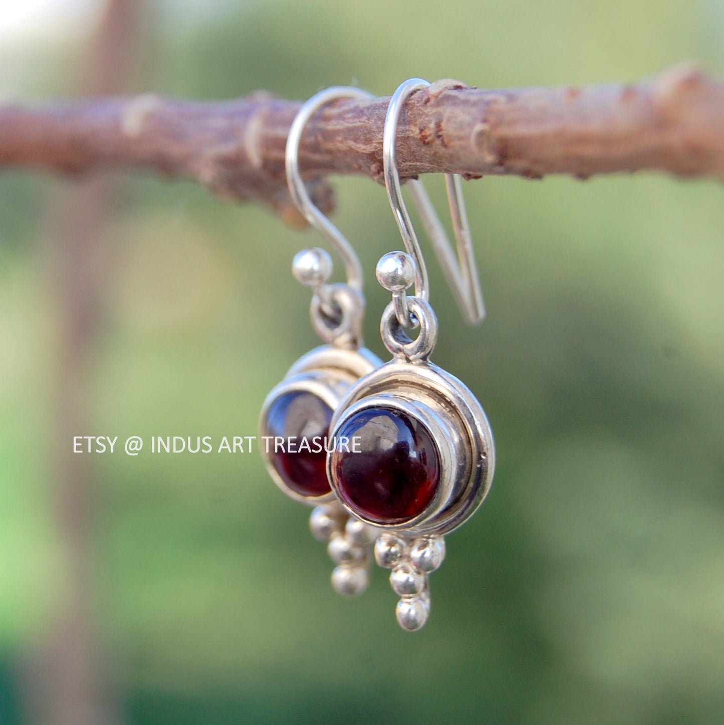 Garnet Boho Drop Earrings