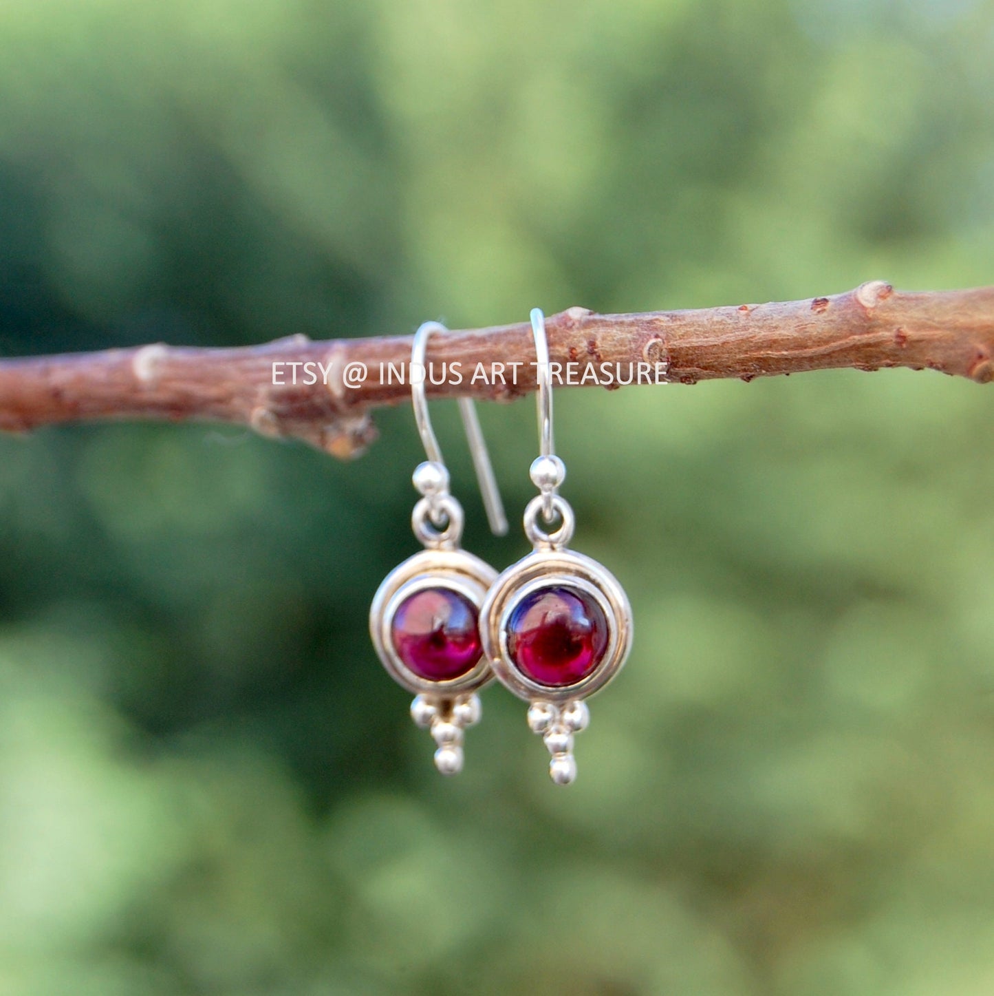 Garnet Boho Drop Earrings