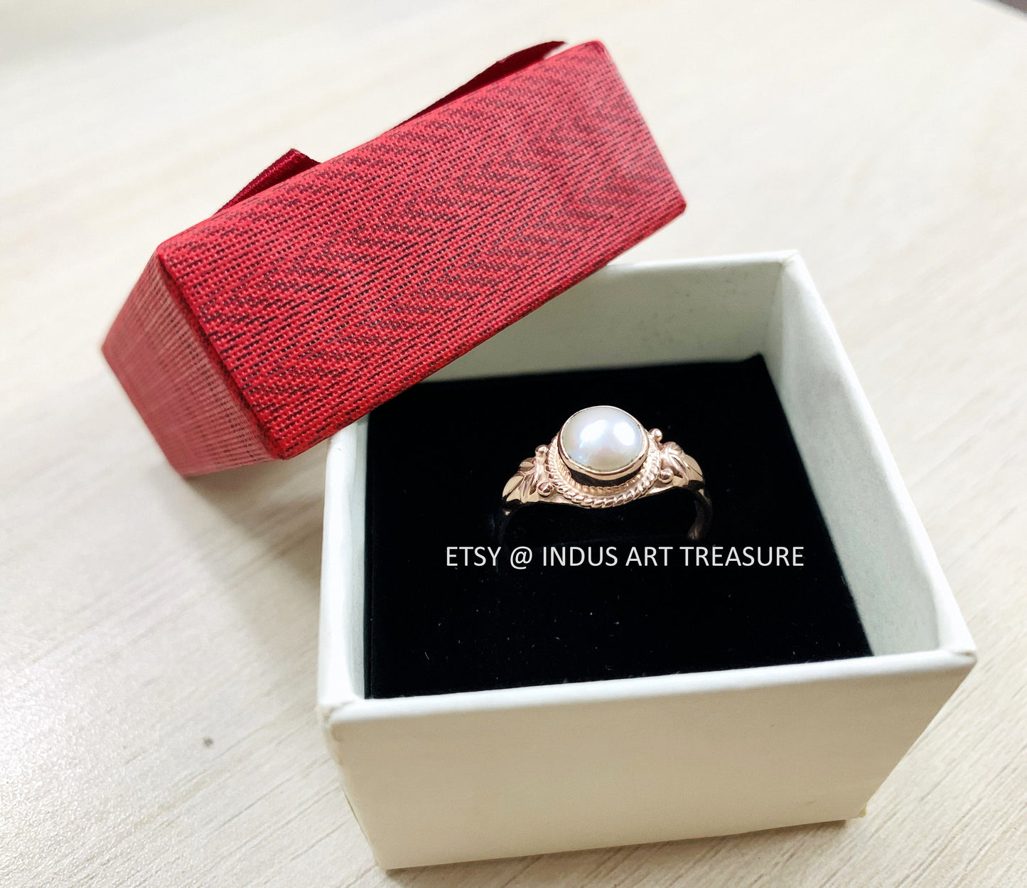 Dainty Pearl Rose Gold Plated Ring