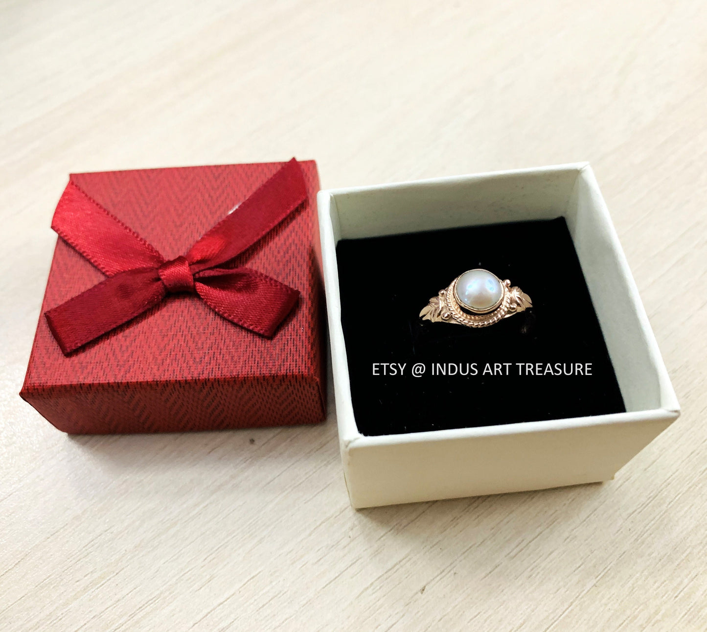 Dainty Pearl Rose Gold Plated Ring