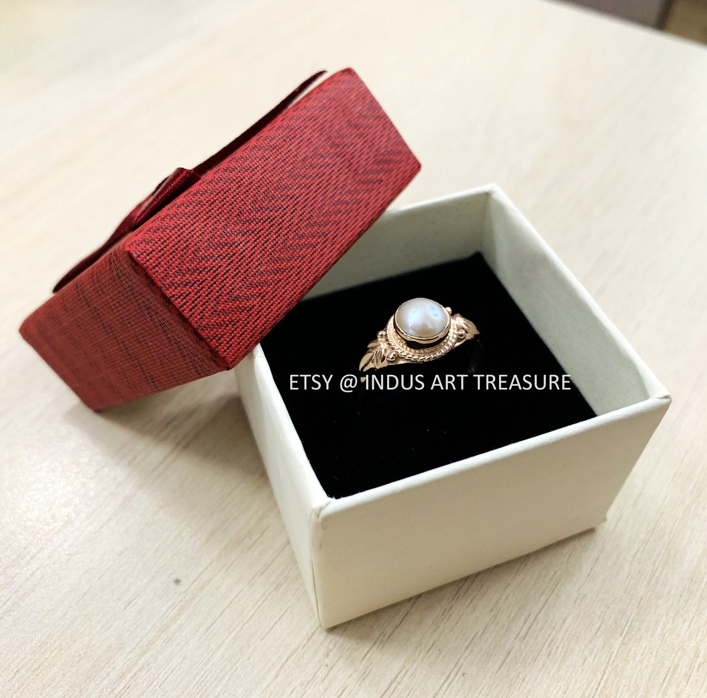 Dainty Pearl Rose Gold Plated Ring