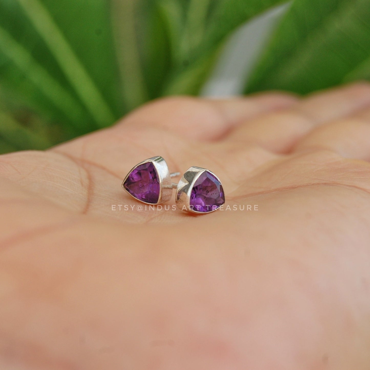 Purple Amethyst Stud Earrings