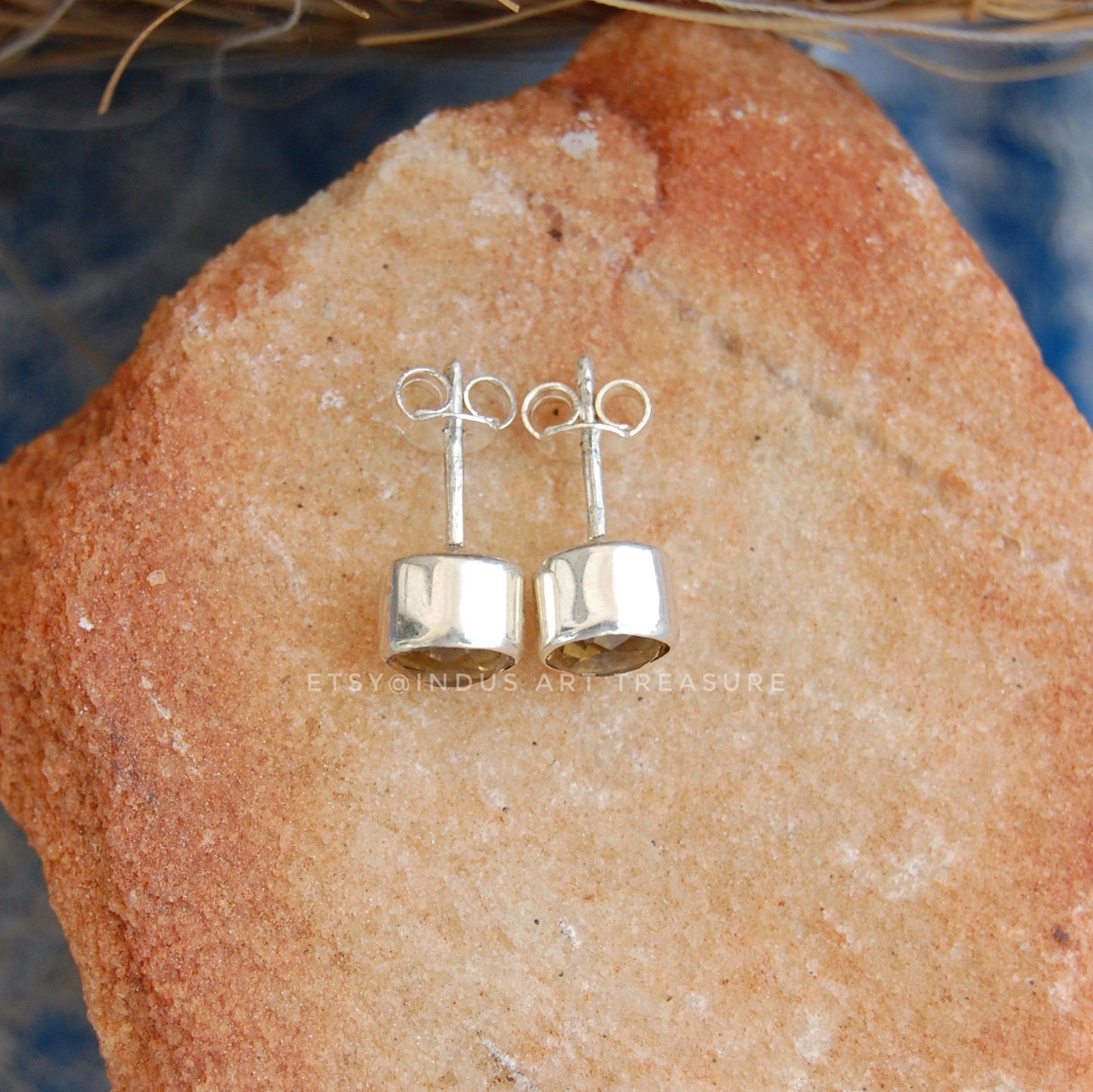 Yellow Citrine Stud Earrings