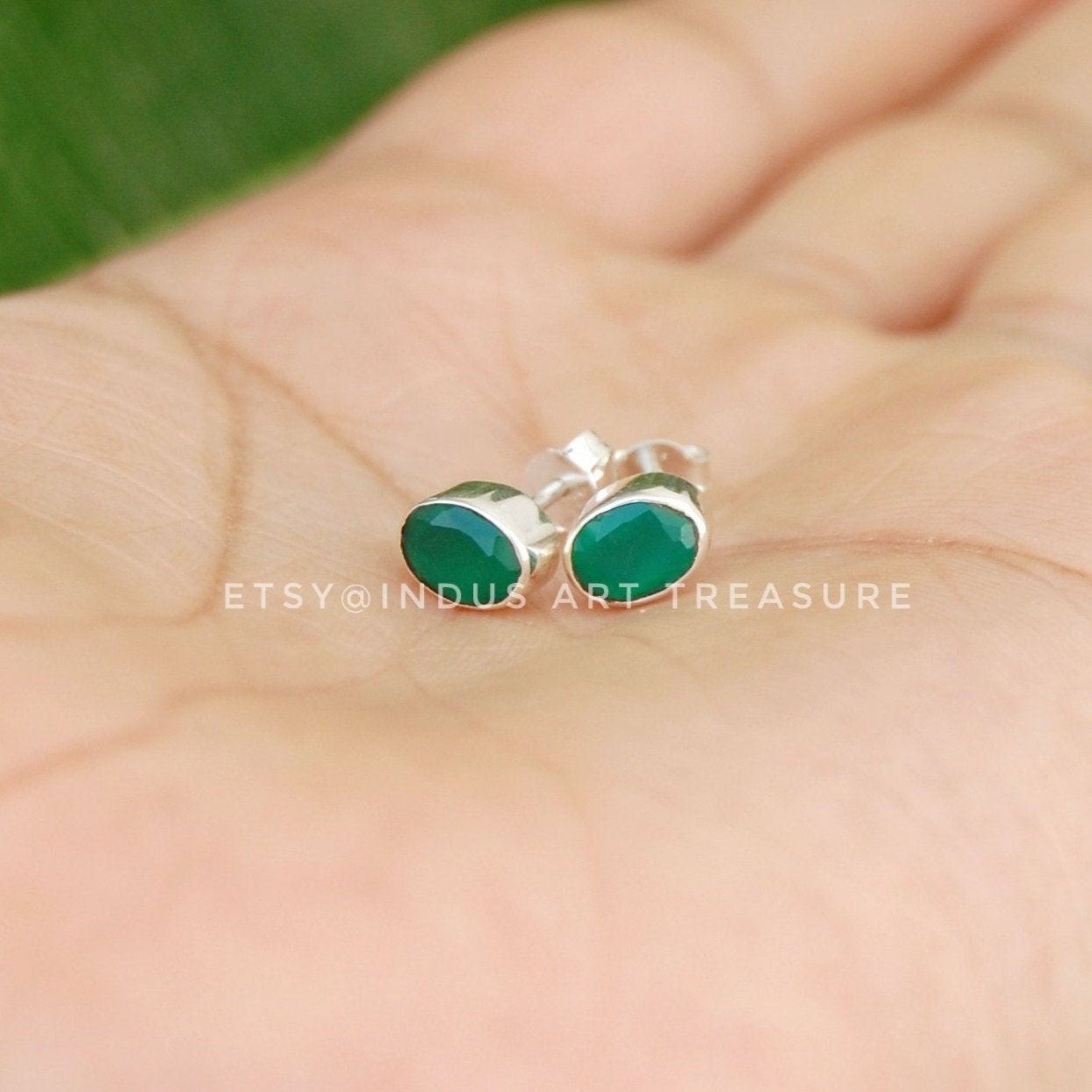 Green Onyx Stud Earrings