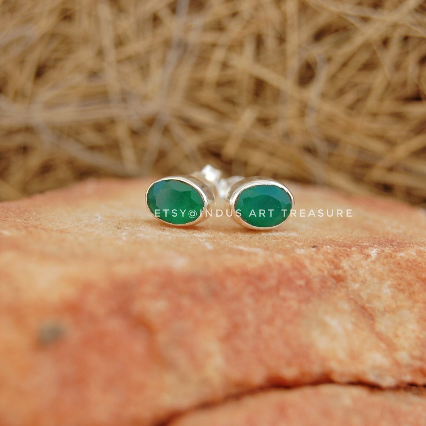 Green Onyx Stud Earrings
