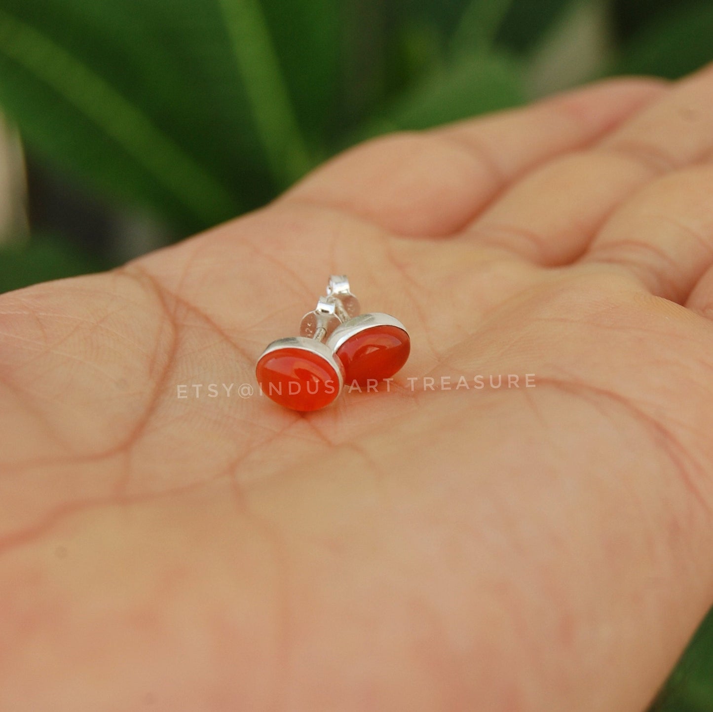 Orange Carnelian Stud Earrings