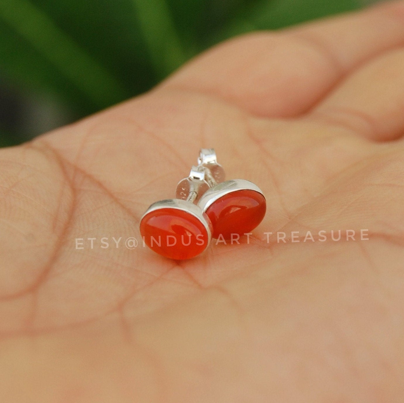 Orange Carnelian Stud Earrings