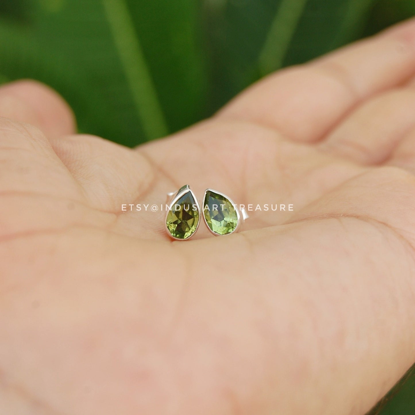 Peridot Pear Stud Earrings
