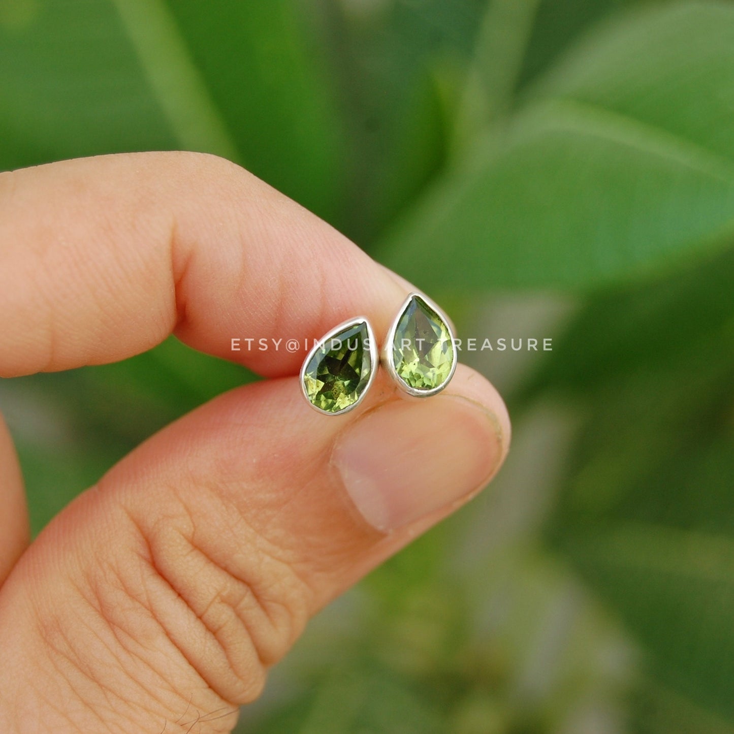 Peridot Pear Stud Earrings