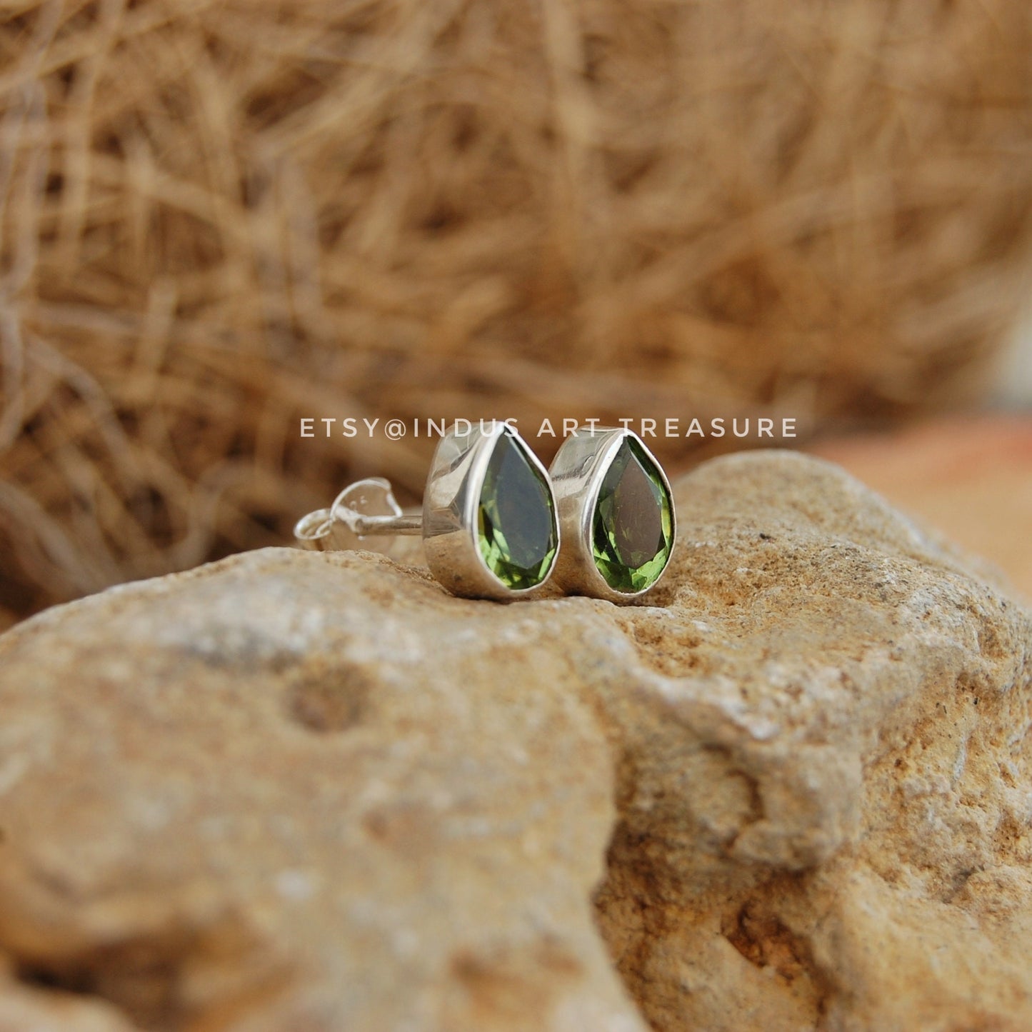 Peridot Pear Stud Earrings