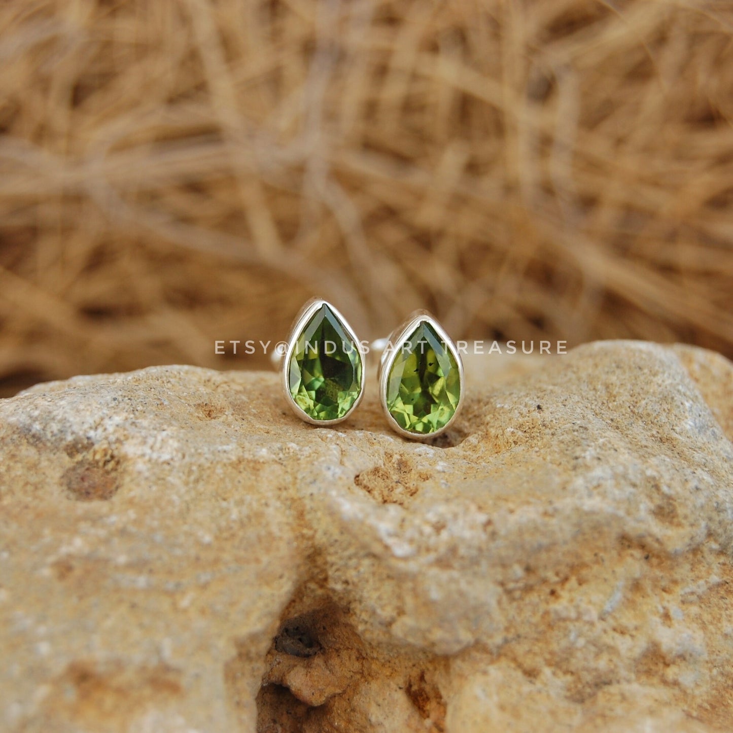 Peridot Pear Stud Earrings