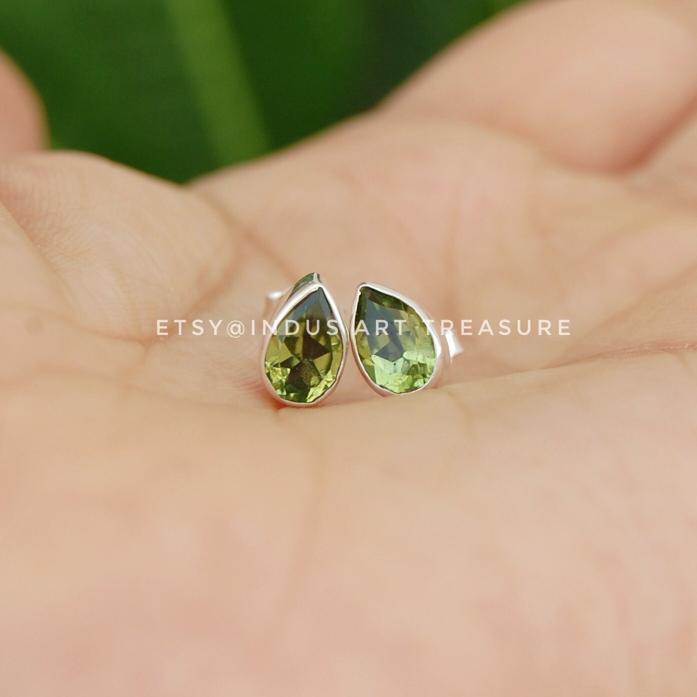 Peridot Pear Stud Earrings