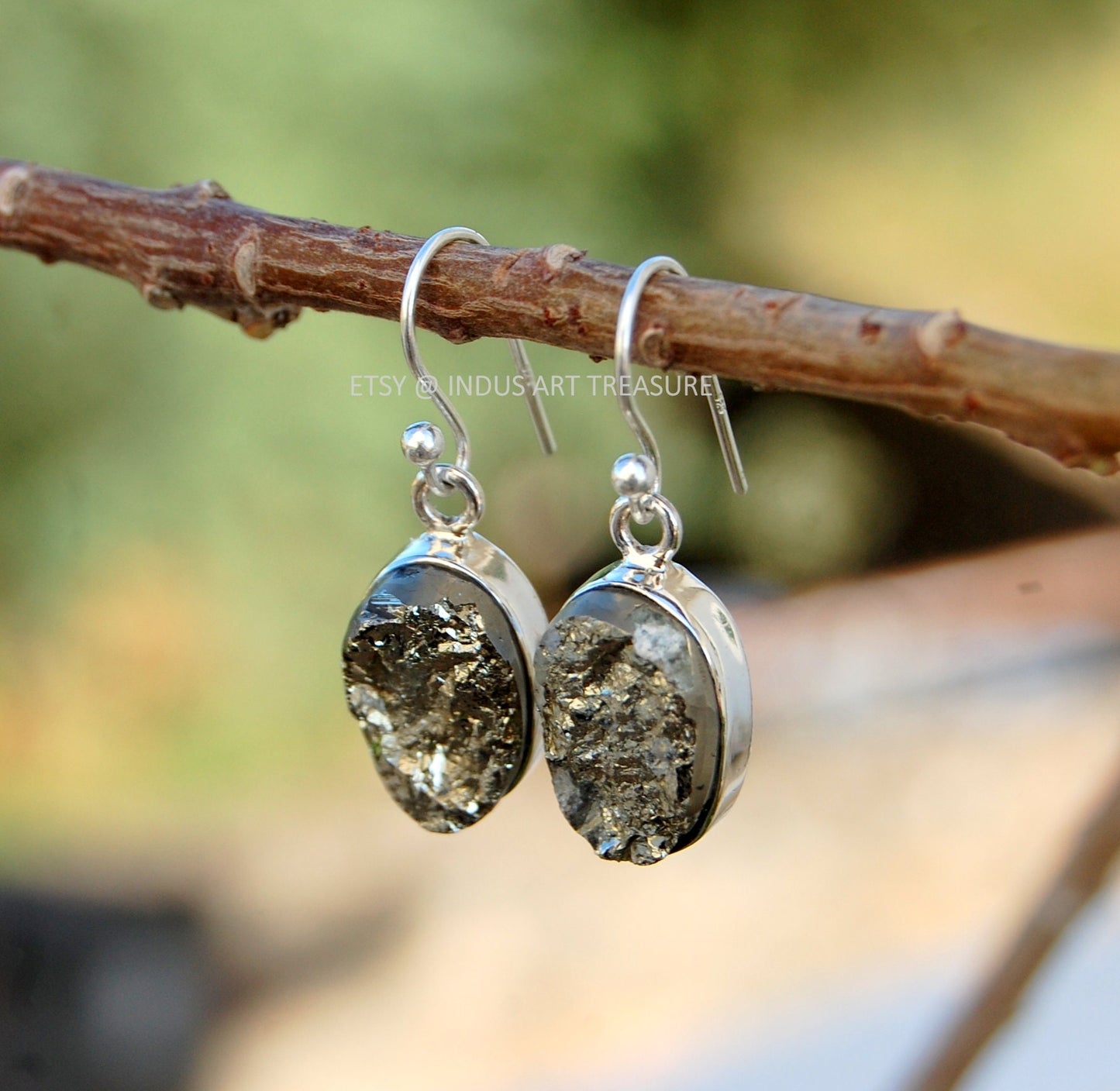 Raw Hematite Earrings