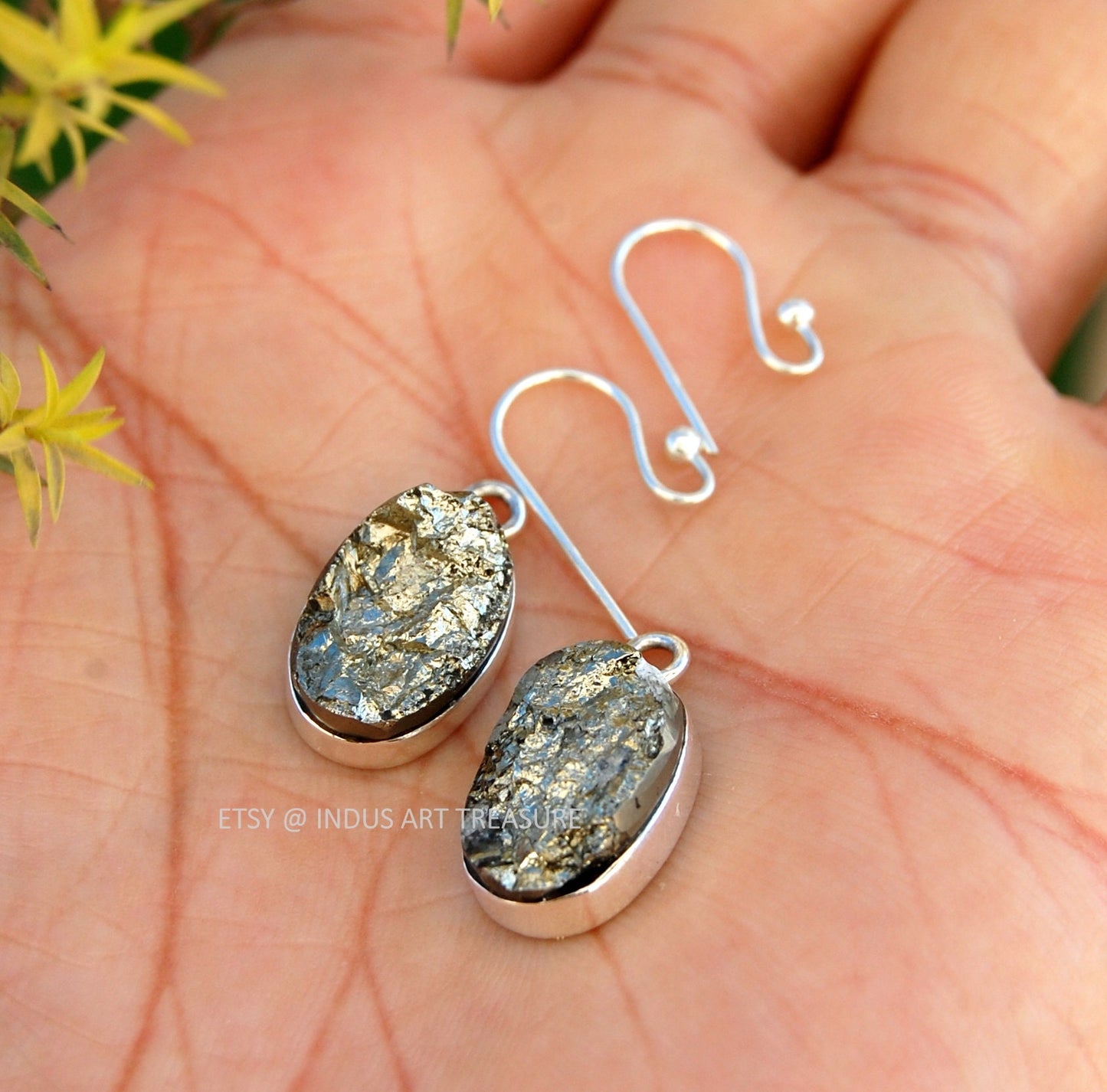 Raw Hematite Earrings