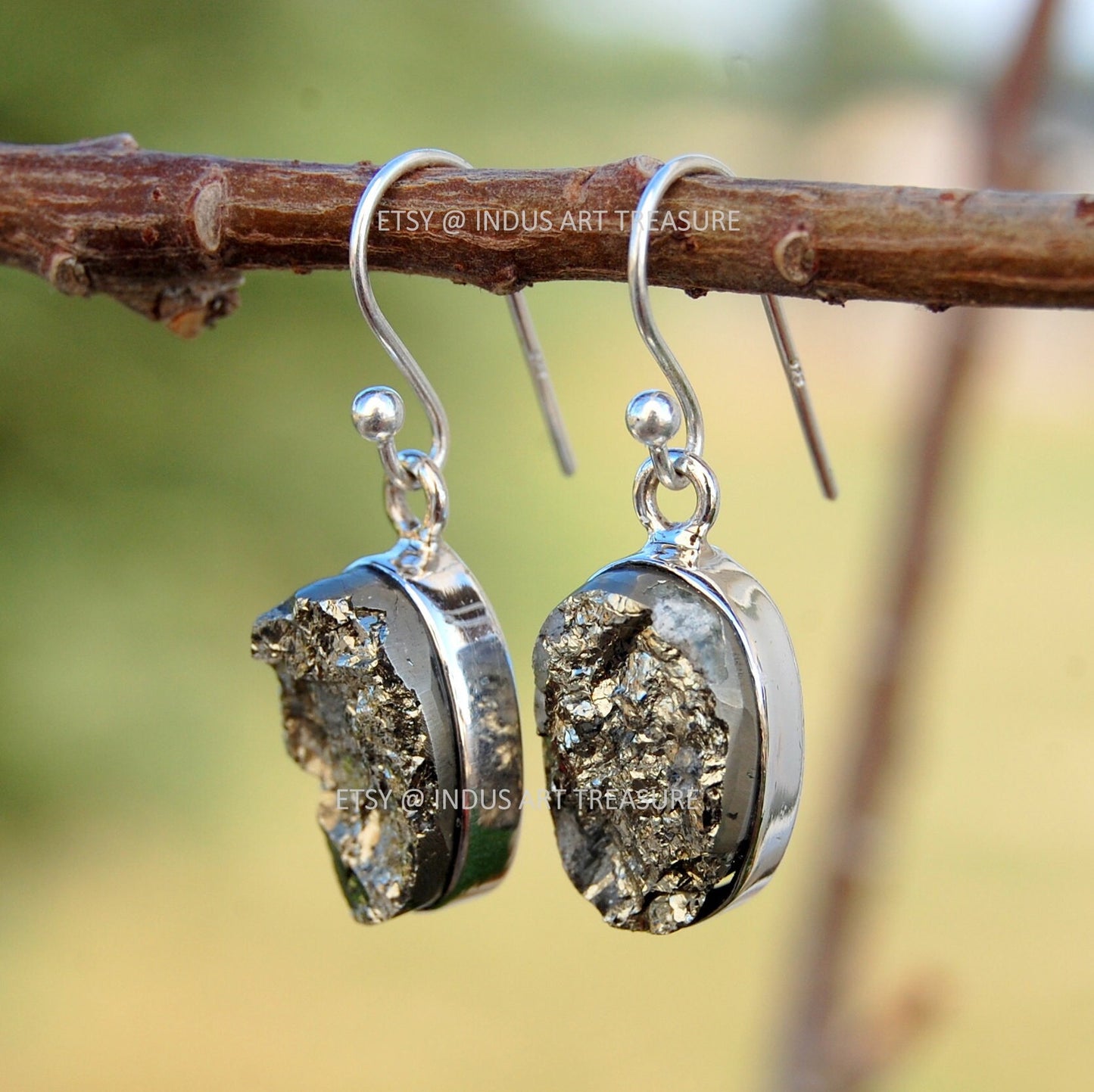 Raw Hematite Earrings