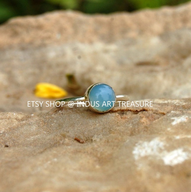 Aqua Chalcedony Ring